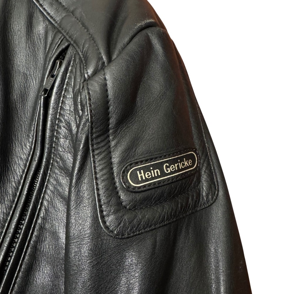 Hein Gericke Echt Leder VTG Black Leather Motorcycle Jacket 44 Lined Vented Pads - Picture 3 of 16
